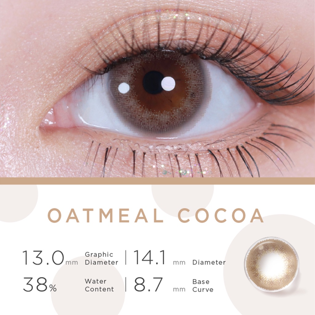 Hộp 2 kính áp tròng màu MOODY OATMEAL COCOA bộ sưu tập Eyespresso 14.1mm sử dụng ba tháng một lần