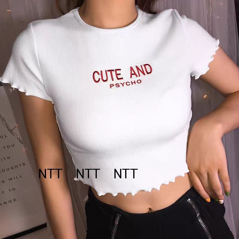 ÁO CROPTOP THÊU CHỮ CUTE_AND | WebRaoVat - webraovat.net.vn