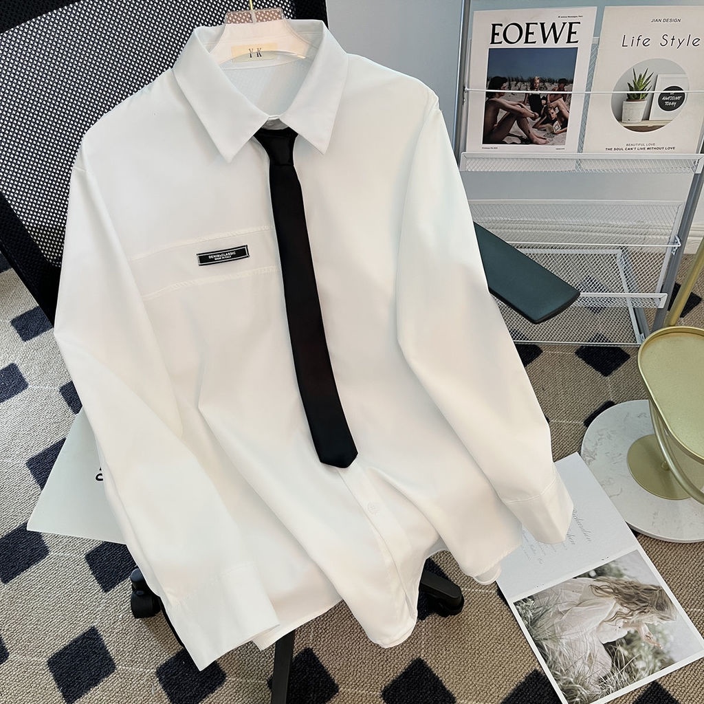 Áo Sơ Mi Trắng Dáng Rộng Phong Cách Cổ Điển Thời Trang Mùa Thu Mới Cho Nữ