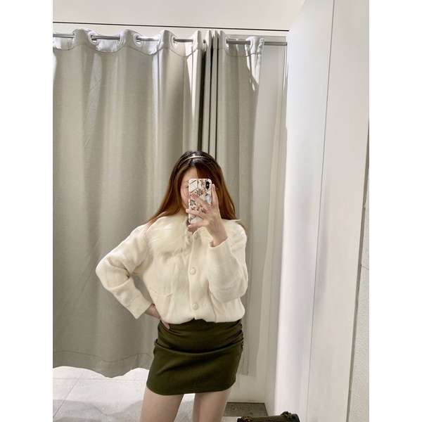 Chân váy ngắn xanh olive che bụng cực tốt