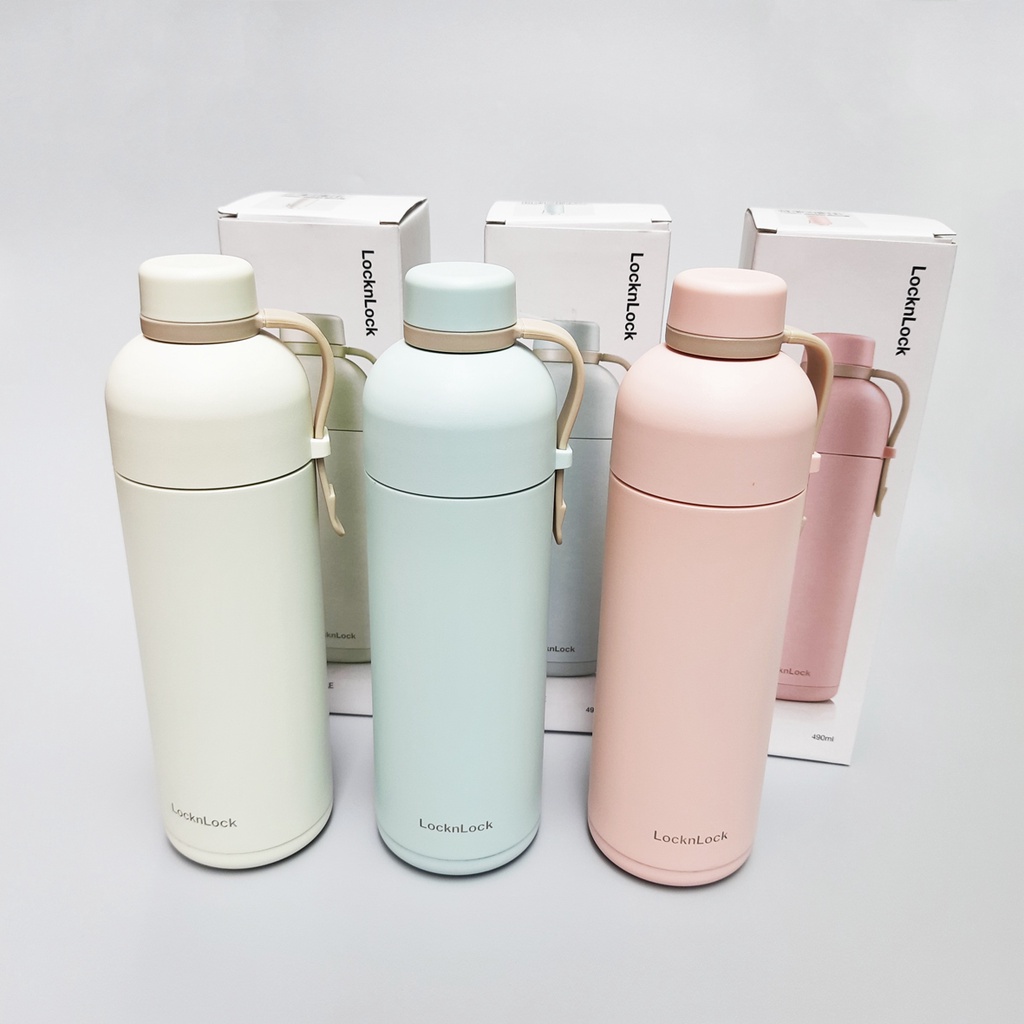 Bình Giữ Nhiệt Lock&amp;Lock Belt Bottle LHC4267IVY 490ml Màu Ngà