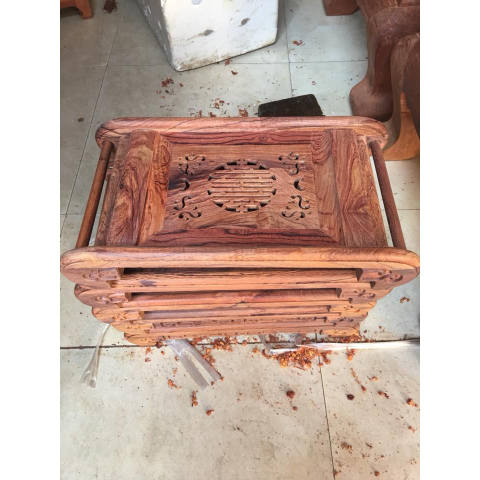 Khay trà chân cuốn gỗ cẩm