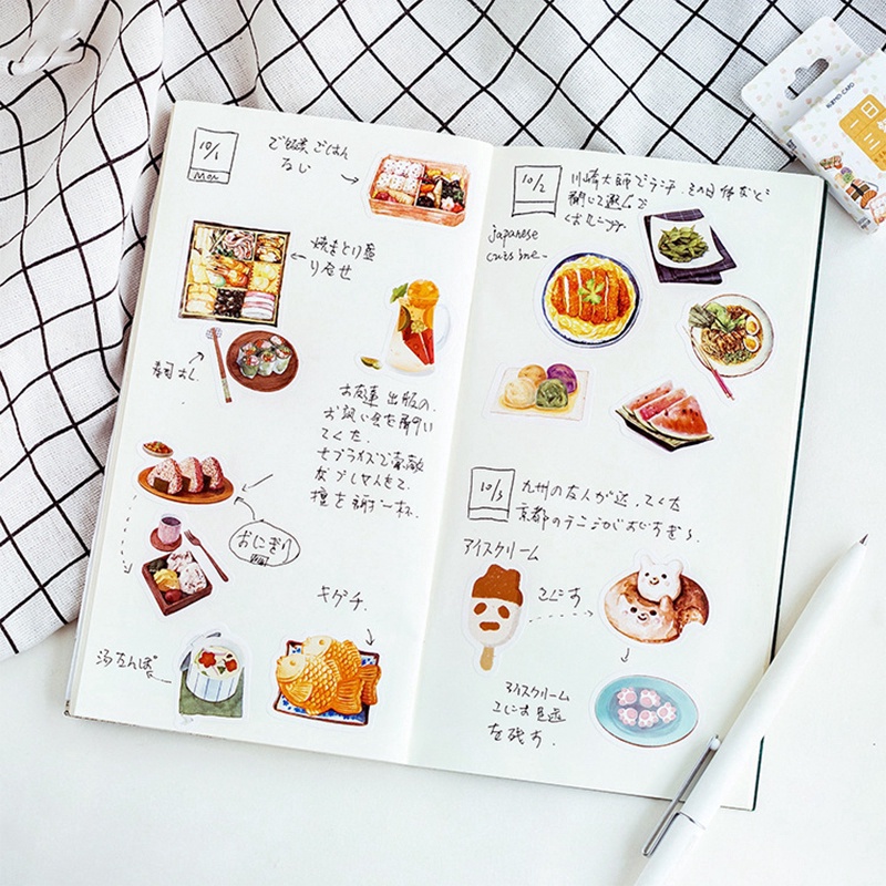 Set 46 Miếng Dán Trang Trí Sổ Tay/Nhật Ký Hình Thức Ăn Yummy DIY