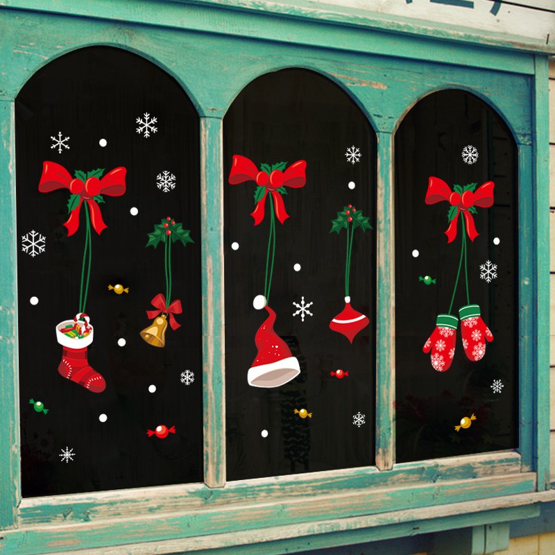 Decal trang trí dây thả nơ noel