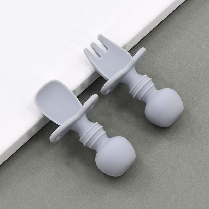 Bộ Muỗng Nĩa Silicone Tập Ăn Chống Sặc Cho Bé Sơ Sinh