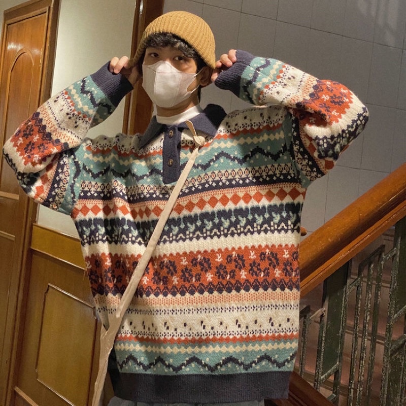 Áo Len Vintage Cổ Polo Unisex