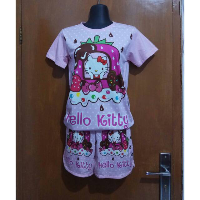 Bộ áo thun in hình Hello Kitty + quần dài