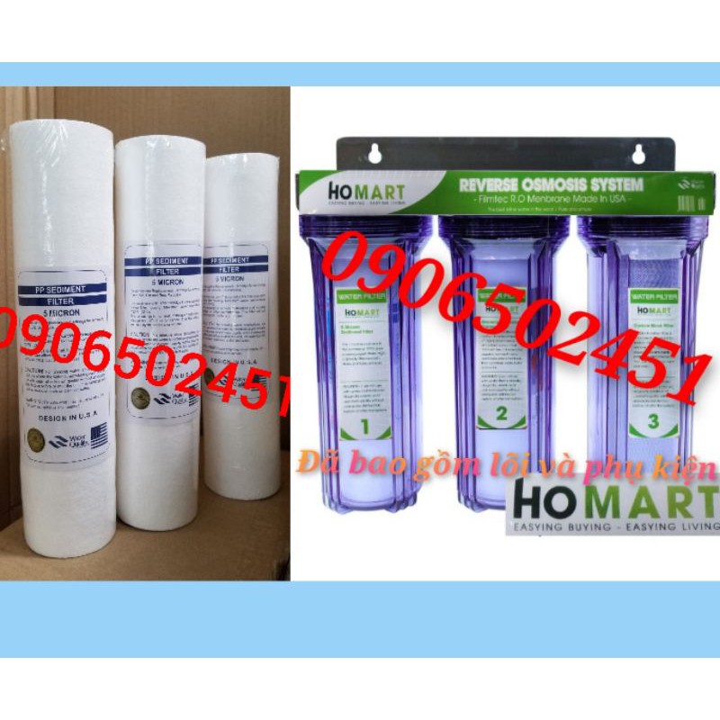 _COMBO Bộ lọc nước sinh hoạt 3 cấp 10 inch và Bộ 3 lõi lọc nước số 1 PPF 10INCH