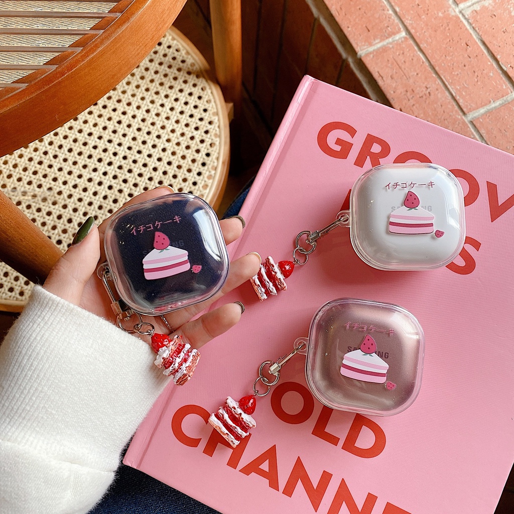 Vỏ bọc bảo vệ hộp sạc tai nghe Samsung Galaxy Buds Live/ Pro/ 2 TPU dẻo trong suốt có mặt treo