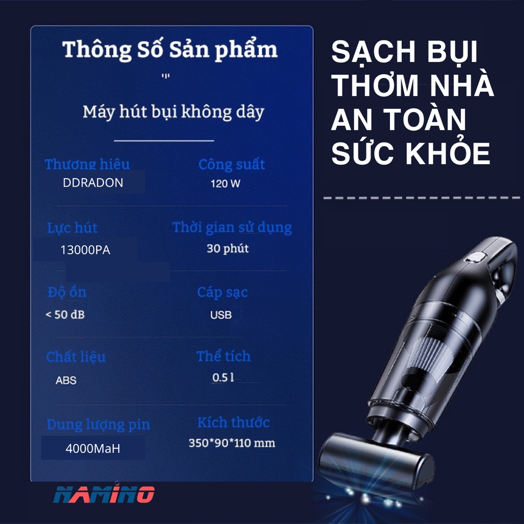 Máy hút bụi cầm tay không dây ,máy hút bụi nệm , máy hút bụi sàn nhà , ô tô Vacuum Cleaner 18000PA DDRADON 2023