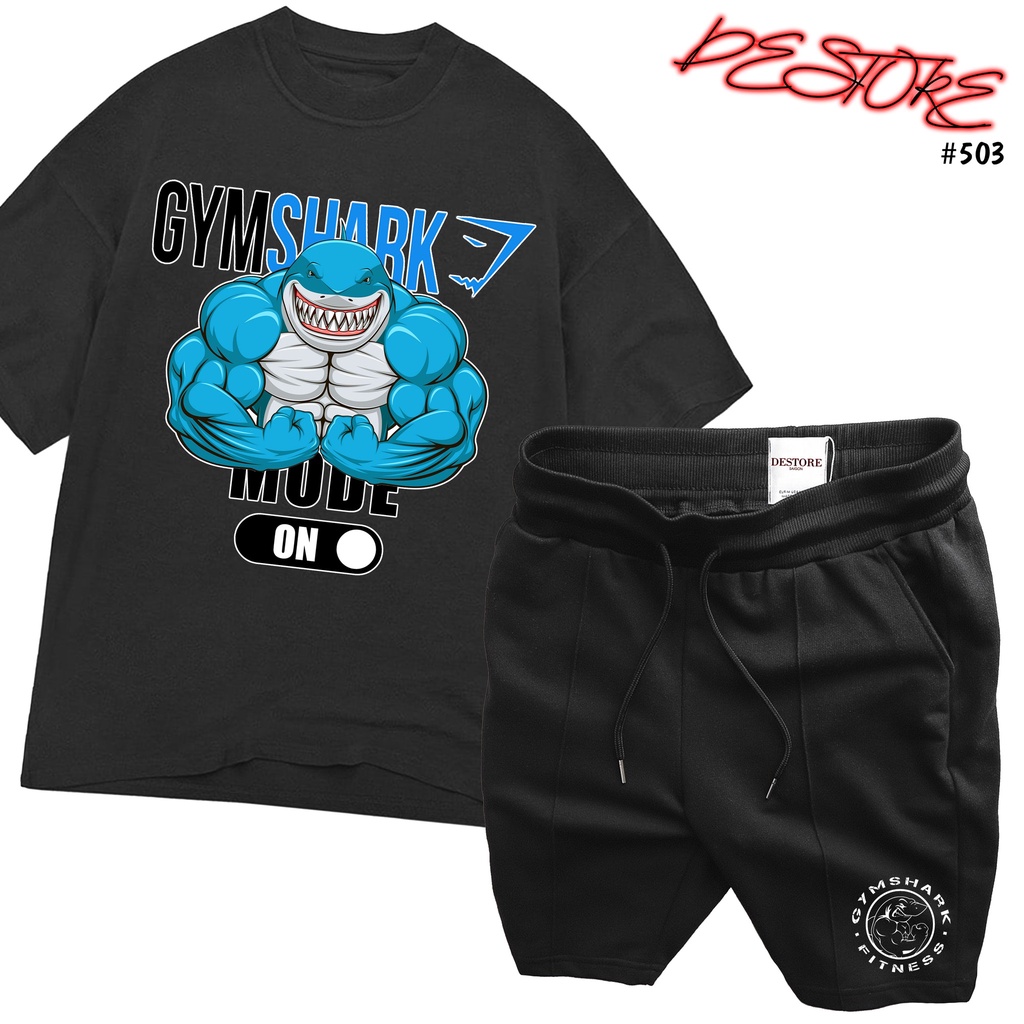 combo áo thun cotton quần nỉ loại 1 GYM SHARK #503