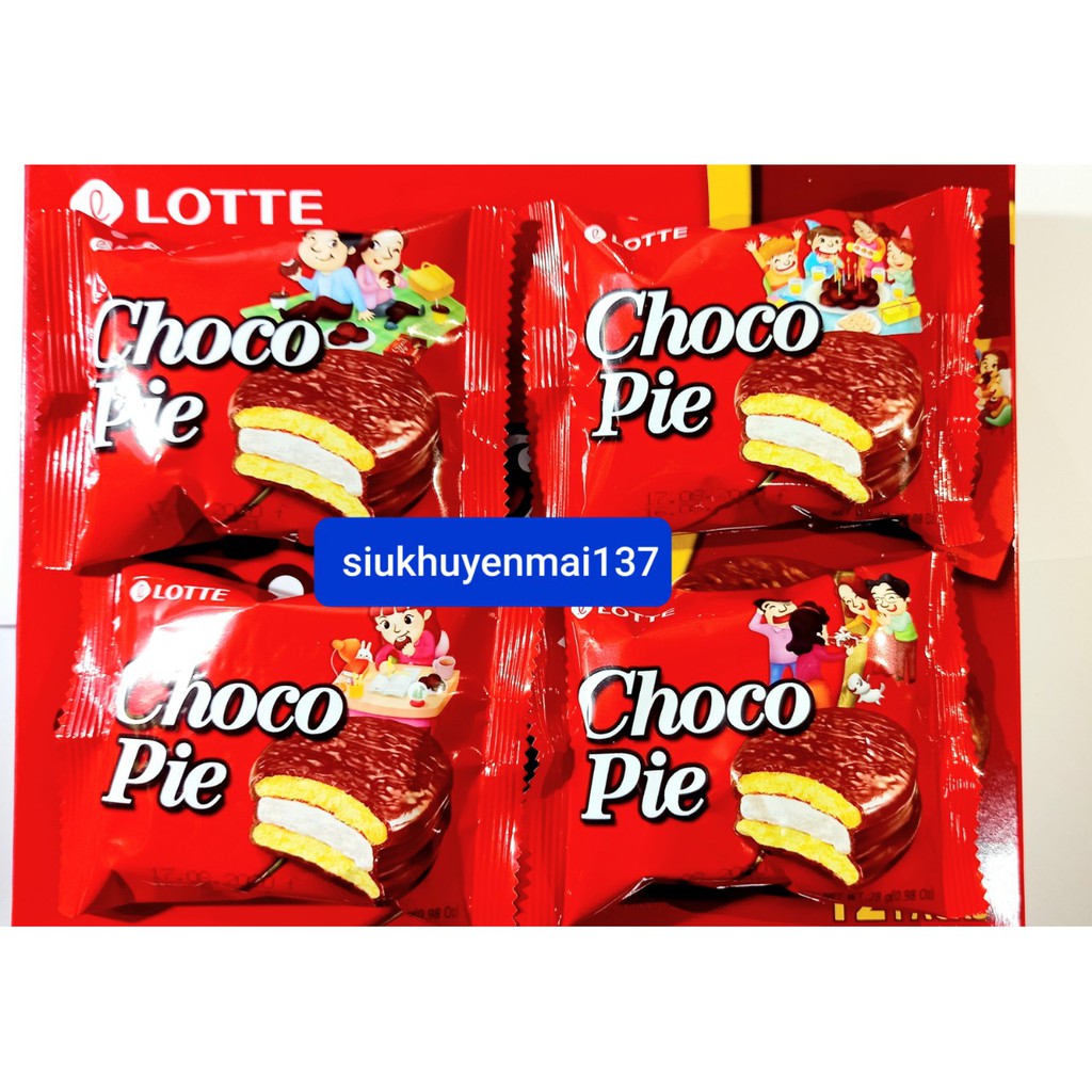 hộp 336 gr chocopie lotte 12 cái (2 vị ).10.2022