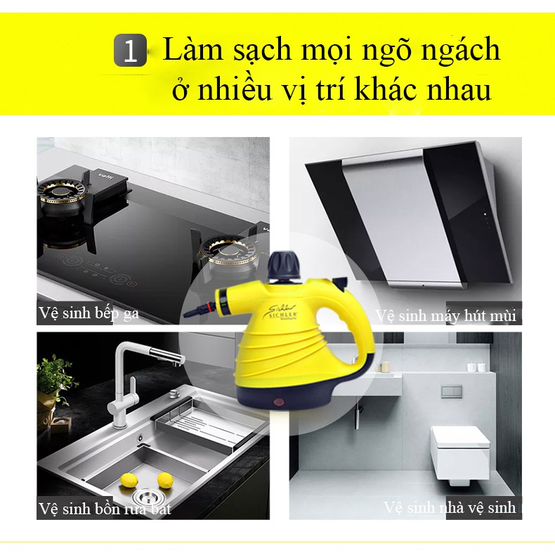 Máy làm sạch bằng hơi nước nóng SECUER làm sạch sofa, rèm cửa, đồ chơi của bé, gương, bếp gas..