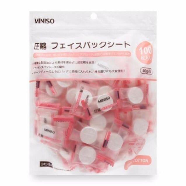 Gói 100 Mặt Nạ Giấy Nén Miniso - cấp ẩm da