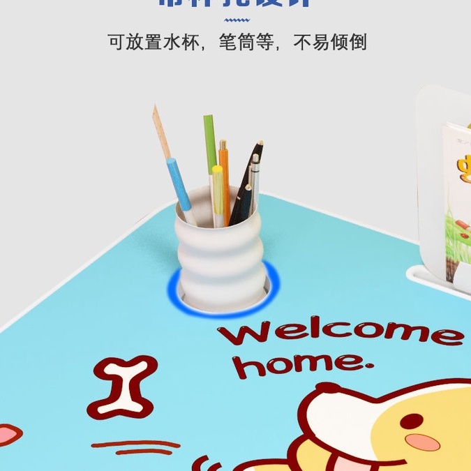 [Hàng mới về] Bàn học gấp gọn thông minh Cao cấp có khe cắm Ipad và ngăn kéo, chỗ để cốc nước - Bàn học chống bụi