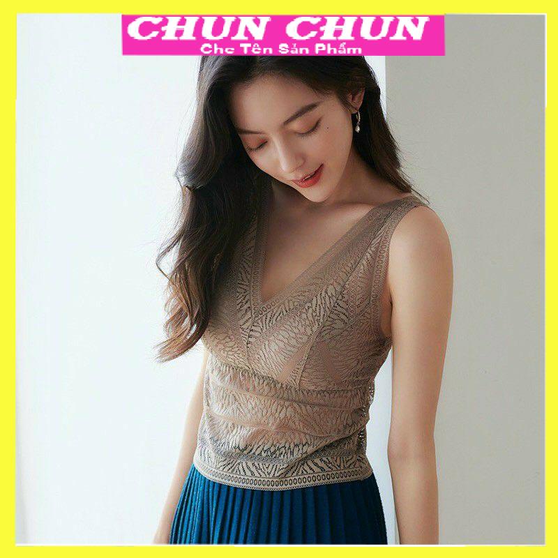 Áo bra ren dáng dài Chunchun, áo ren hàng Quảng Châu cao cấp.