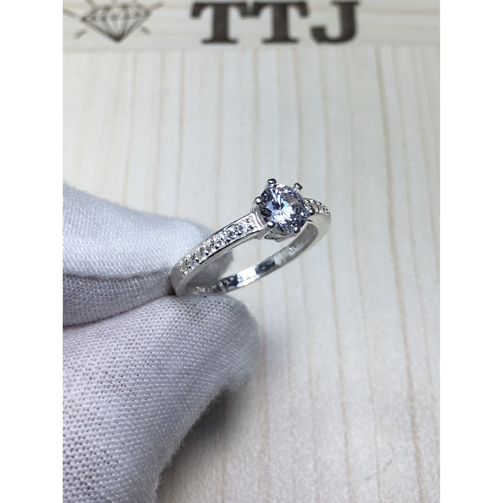 Nhẫn bạc nữ đính đá - bạc 925 cao cấp - nhẫn bạc đính đá 6 chấu hột thấp nhỏ nhắn sang trọng - TTJ-N00163