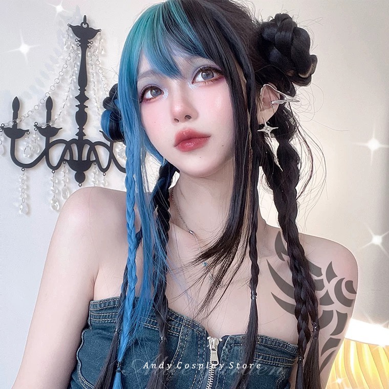 [CÓ SẴN] Wig teen/ tóc giả đen xanh miku Mignon Alice Garden
