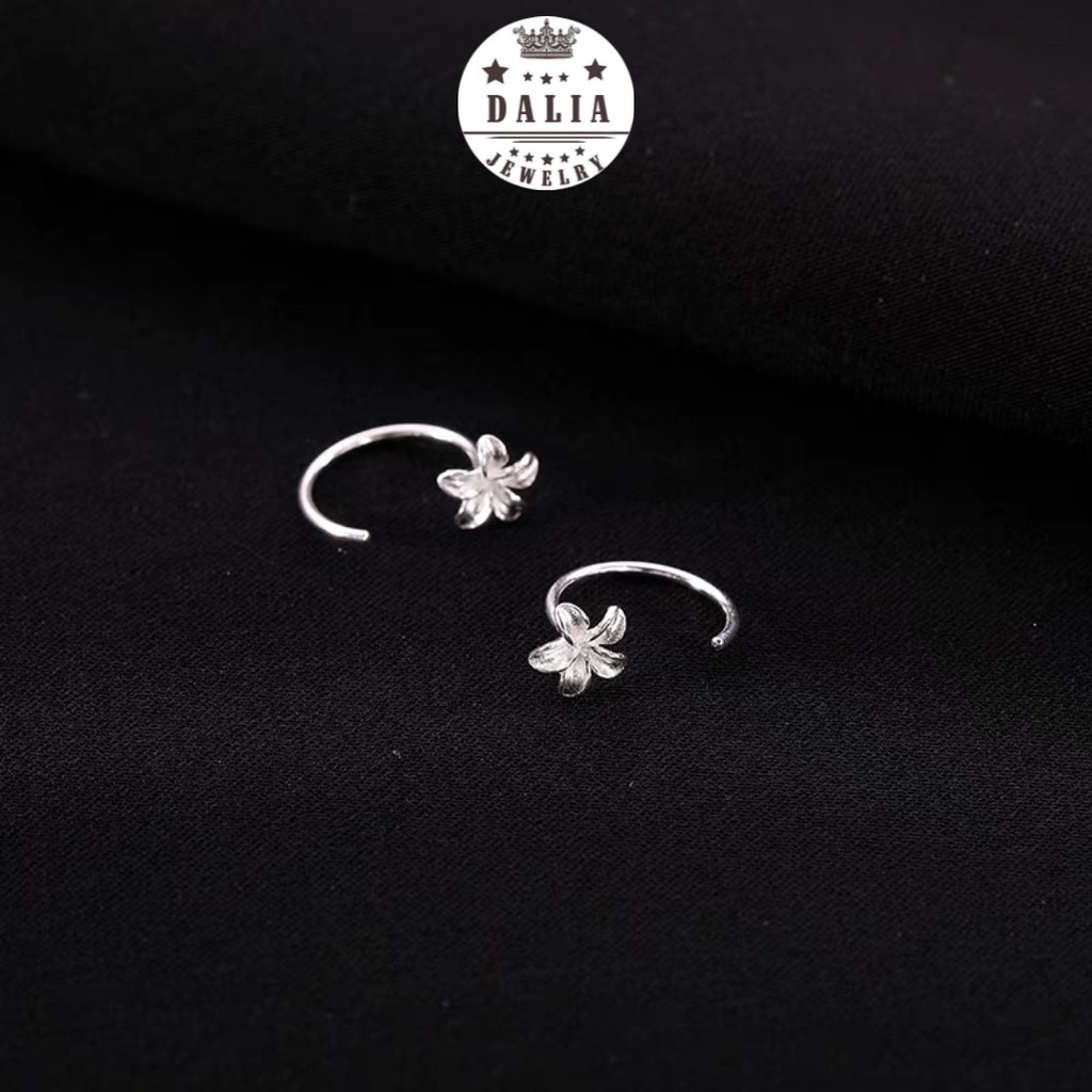 Bông tai bạc nữ dạng móc hoa 5 cánh tiểu thư DaLiA Jewelry khuyên tai bạc không cần chốt xinh xắn