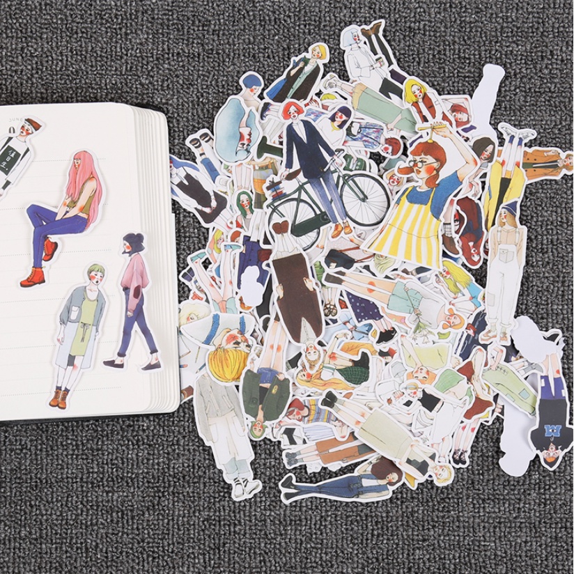 Set 20 miếng sticker cô gái hiện đại nhiều phong cách