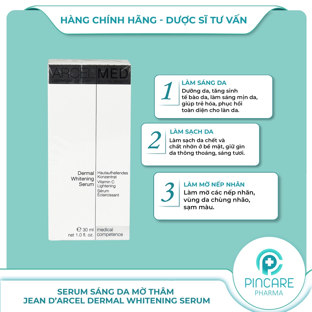 Tinh chất sáng da mờ thâm Jean D'Arcel Dermal Whitening Serum 30ml - Hàng chính hãng - Nhà thuốc PinCare