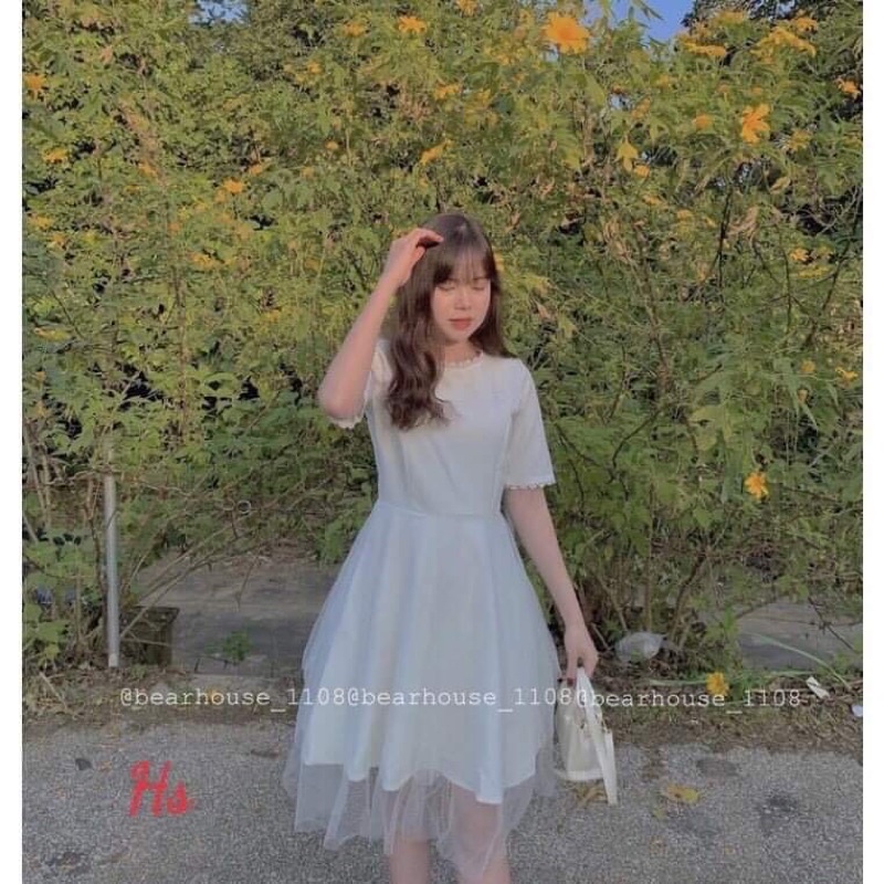 Váy von 2 lớp cổ ren HS6