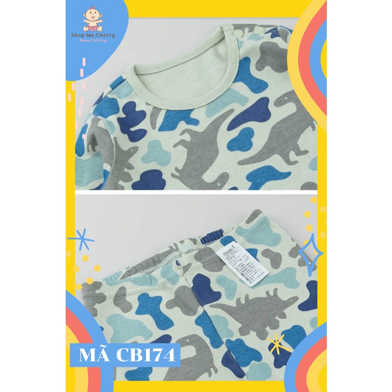 BỘ THU ĐÔNG DÀI TAY CAO CẤP TRẺ EM CỦA HÃNG CORDI-I, CHẤT THUN COTTON ORGANIC, KHỦNG LONG KHAKI