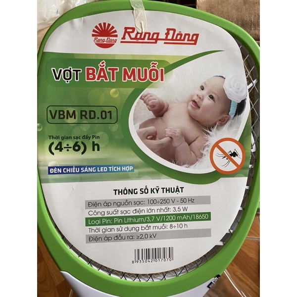 Vợt bắt muỗi Rạng Đông hàng loại 1 chính hãng có tem