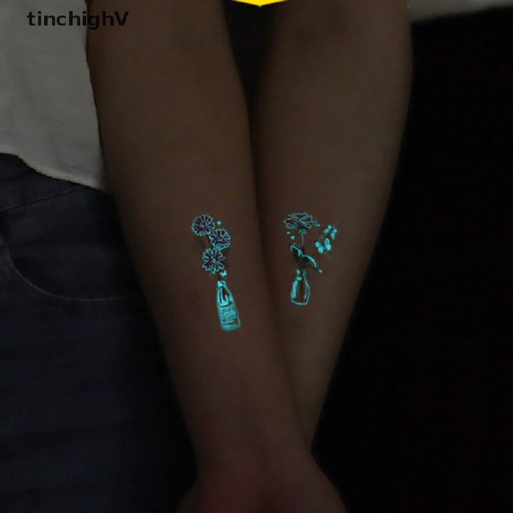 Bộ 10 Tấm Hình Xăm Dán Cổ Tạm Thời Họa Tiết Dạ Quang Độc Đáo