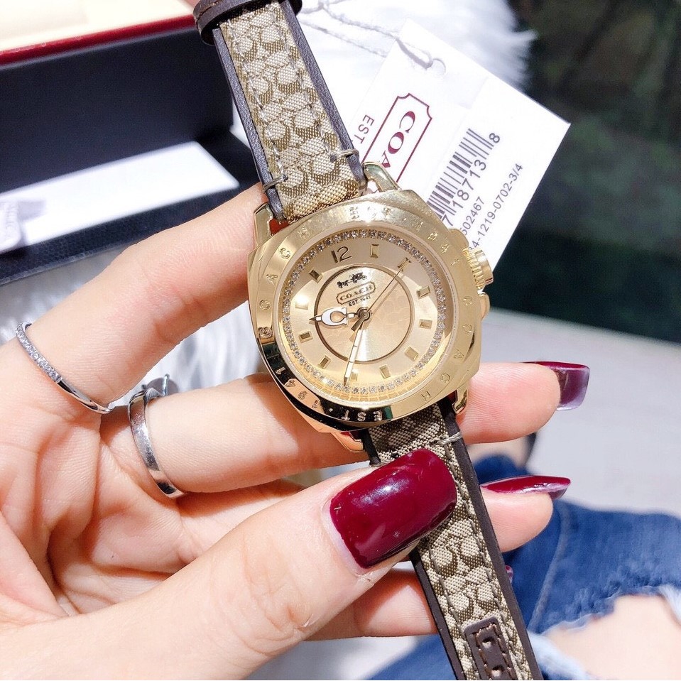 Đồng Hồ Coach Nữ Dây Da 35mm - Mặt Vàng - Chính Hãng