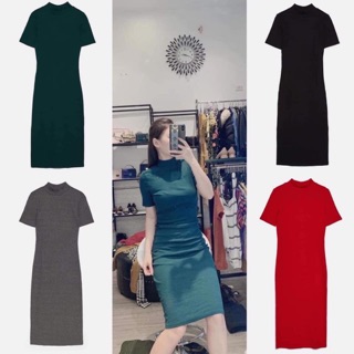 Váy body Zara 4 màu xanh / đen / đỏ / xám