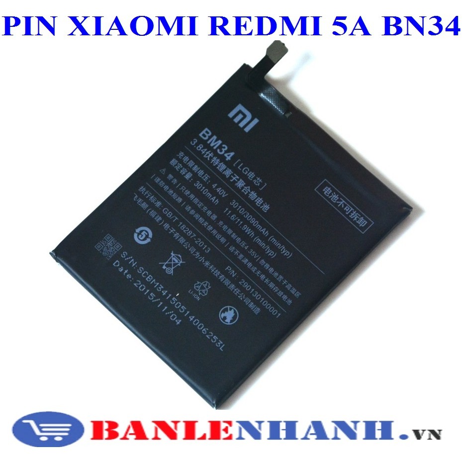 Pin điện thoại Redmi 5A (Mã BN34),Dung Lượng 3000mAh