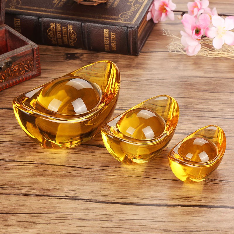 Thỏi Vàng Thần Tài Kim Nguyên Bảo  - Thỏi vàng pha lê phong thủy Thần Tài may mắn