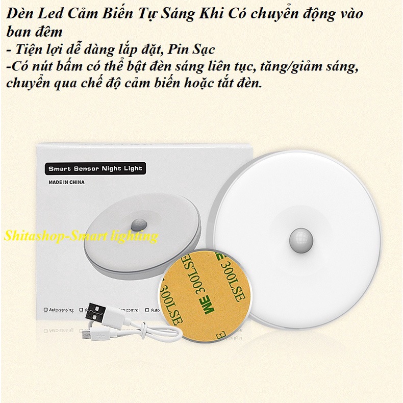 Đèn Led Cảm Biến Tự Sáng Khi Có chuyển động vào ban đêm , tiện lợi dễ dàng lắp đặt, Pin Sạc
