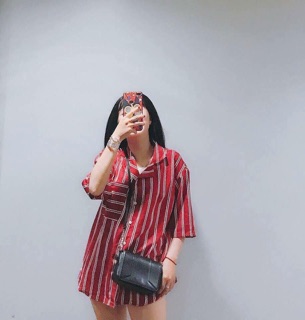 Áo sơ mi kẻ 2 sọc (đỏ, đen, trắng)