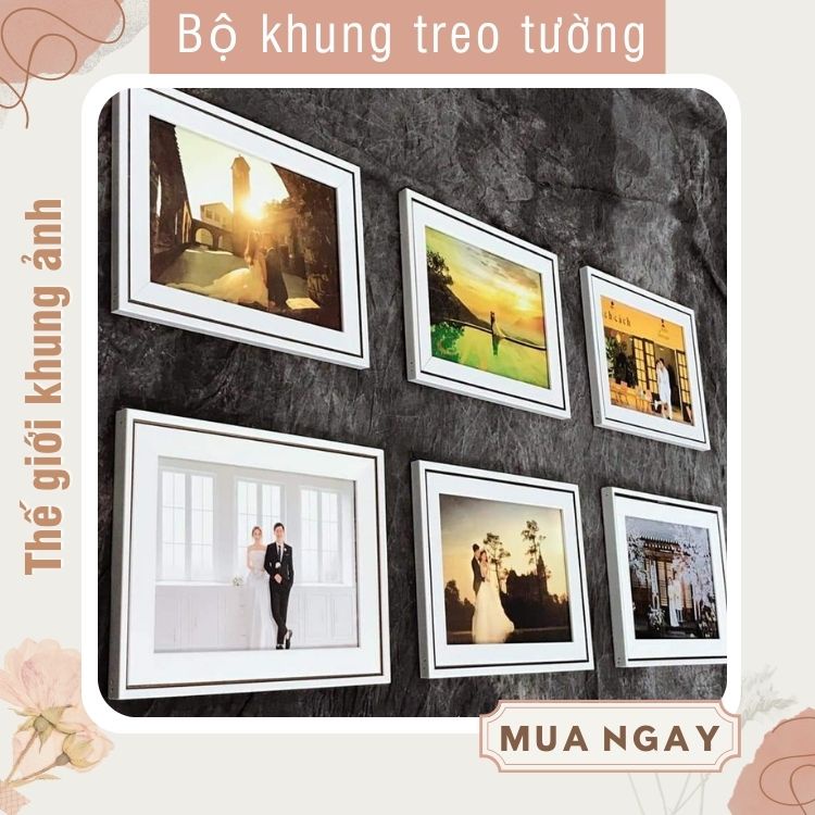 Khung hình để bàn kích thước 13x18 mẫu đẹp, khung mẫu kẻ viền cách điệu tặng kèm chân để bàn