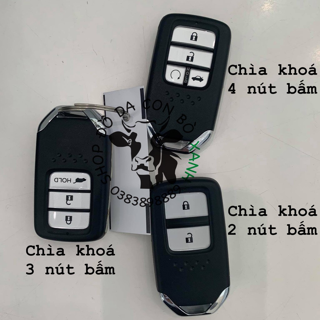 [Màu đen] Bao da chìa khoá Honda City, CRV, CIVIC, ACCORD, CR-V handmade da thật 003