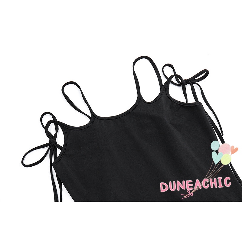 DUNEA Áo Tank Top Sát Nách Màu Trơn Thiết Kế Hở Lưng Quyến Rũ