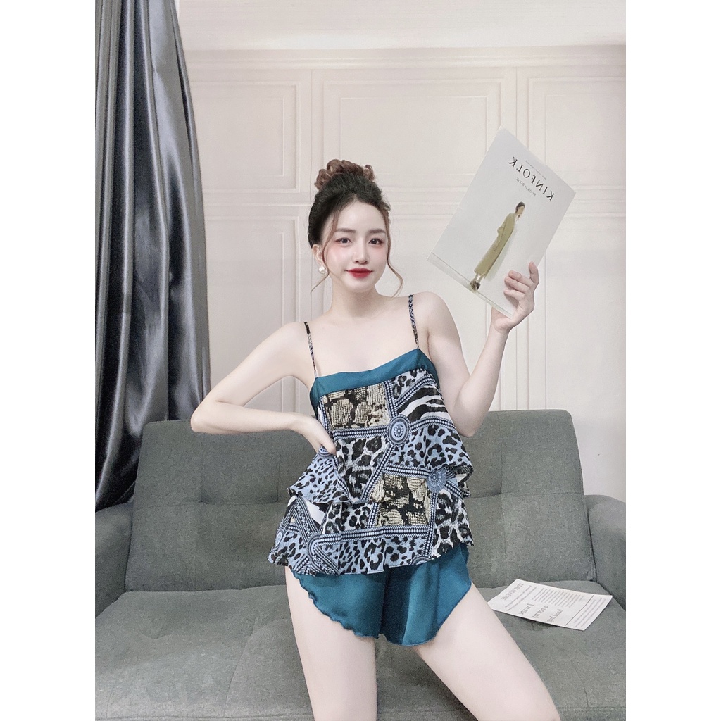 Đồ Ngủ Sexy, Bộ Đùi Cột Dây Sau Quần Satin Phối Voan 40<65kg | BigBuy360 - bigbuy360.vn