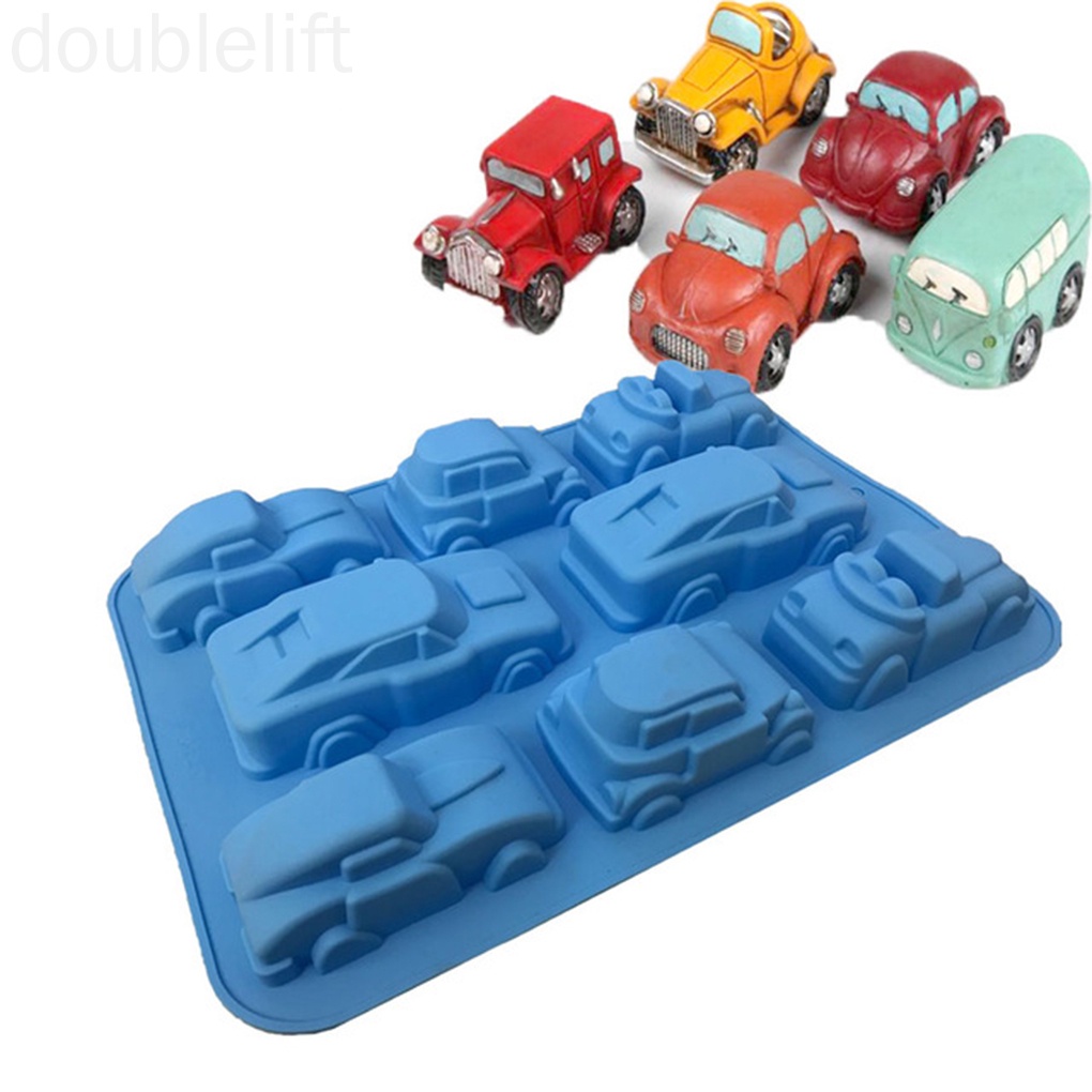 Khuôn silicon làm bánh / sô cô la / thạch 8 ngăn hình xe hơi hoạt hình