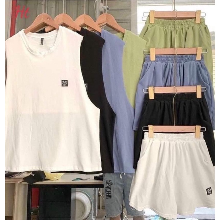 Bộ tanktop logo bò sữa HT12