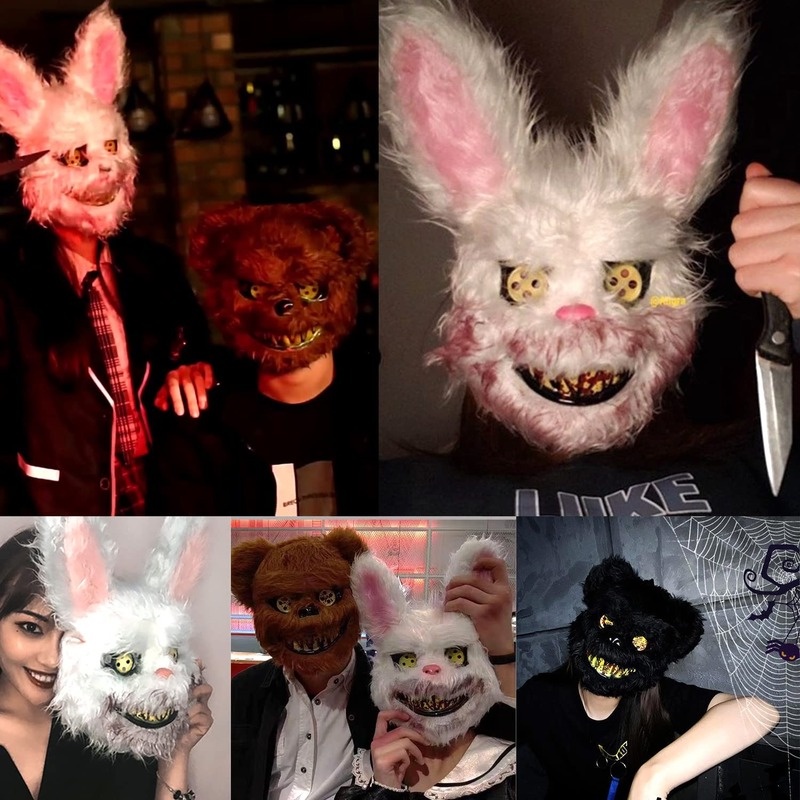 Mặt Nạ Thỏ Nhồi Bông Hóa Trang Halloween Kinh Dị