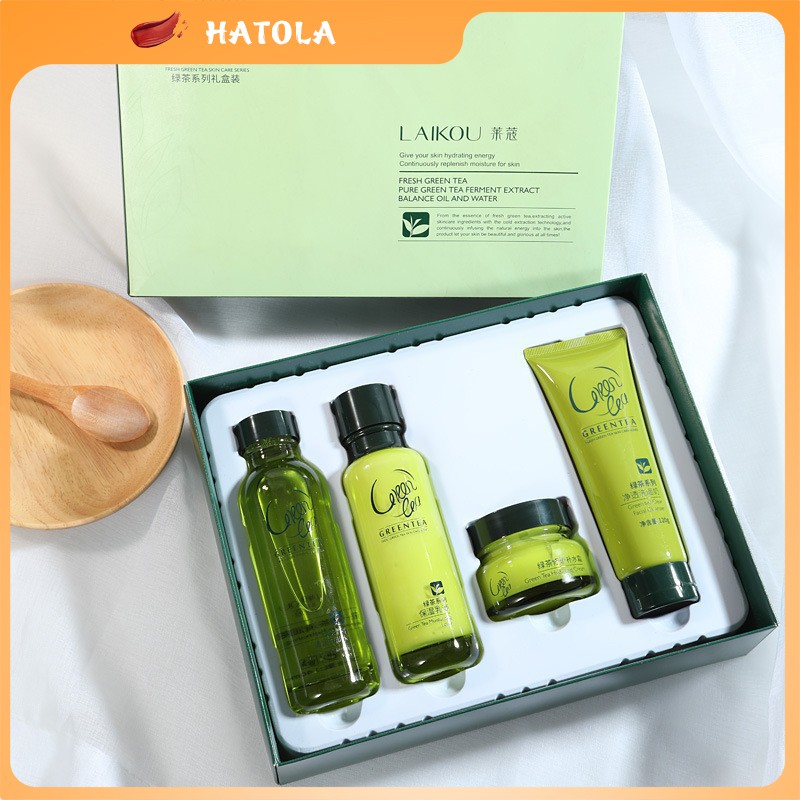 Bộ dưỡng ẩm cao cấp Laikou làm săn chắc và chống lão hóa chiết suất trà xanh bộ chăm sóc da HT-TL43