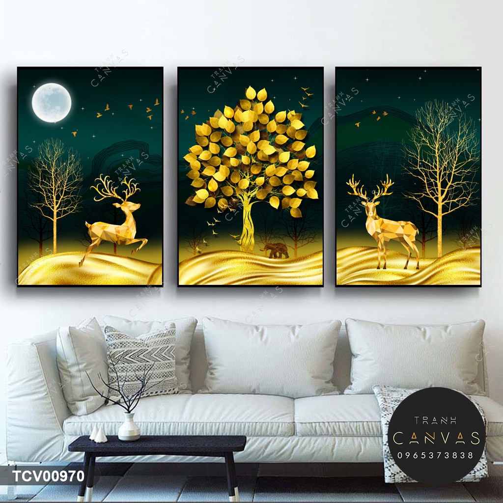 Tranh Canvas Bộ 3 tấm Hươu