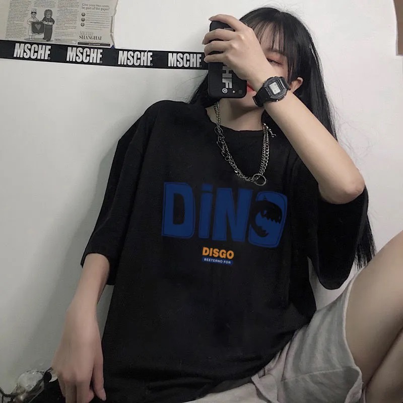 Áo thun Xiaozhainv tay ngắn cổ tròn in họa tiết phong cách vintage thời trang cho nữ