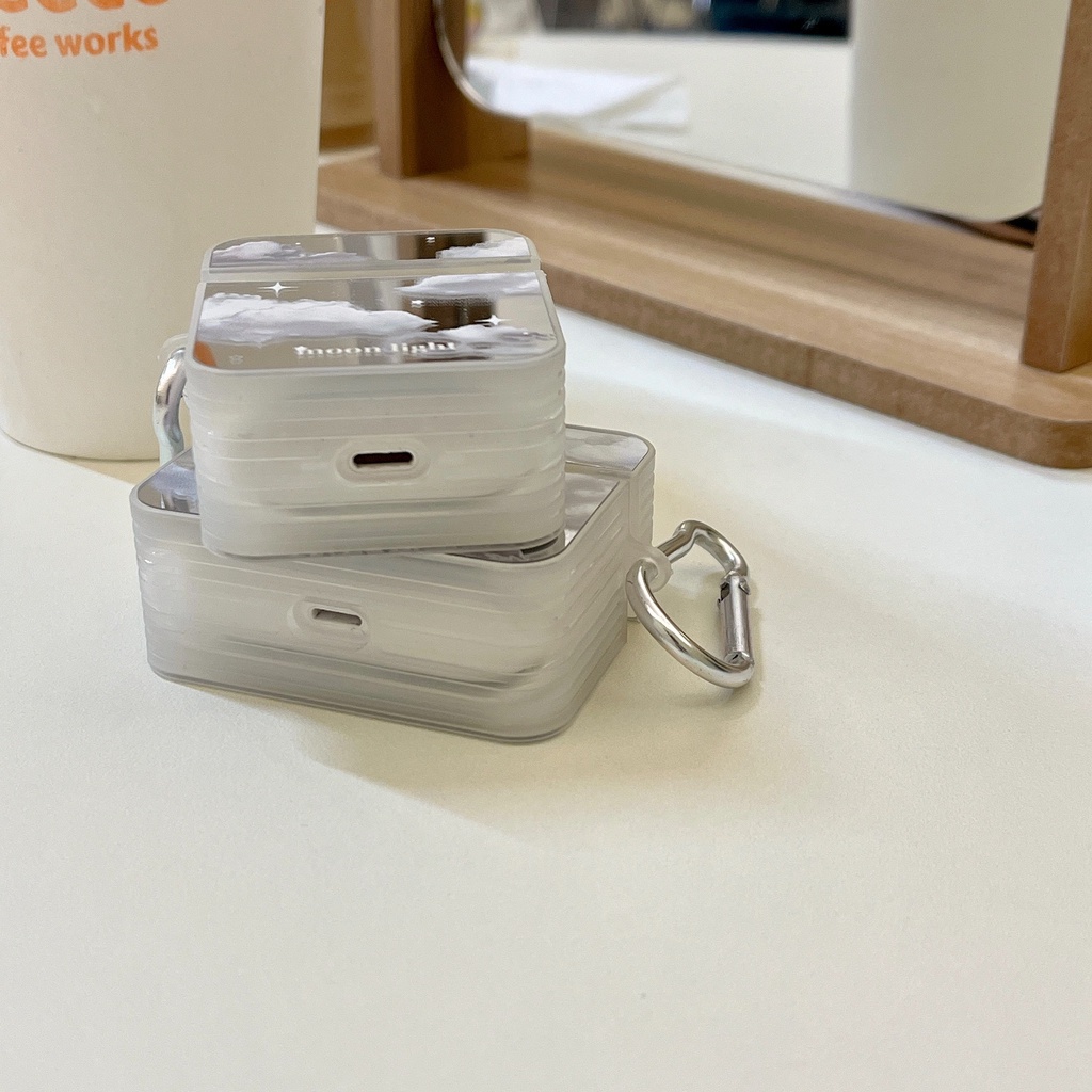Vỏ Bảo Vệ Hộp Sạc Tai Nghe Airpods Pro 1/2/3 Bluetooth Bằng Silicon Mềm Chống Rơi Hình Đám Mây Tráng Gương Sáng Tạo
