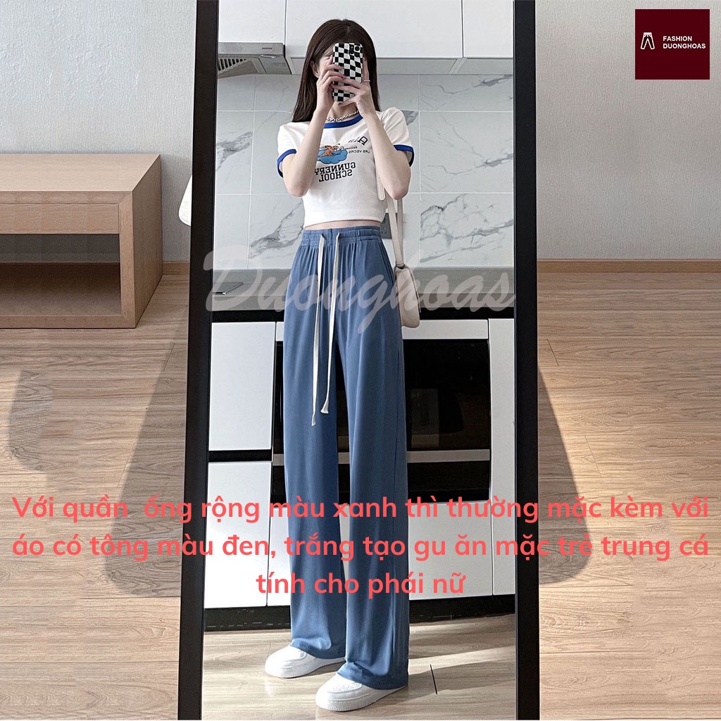 [QUÀ TẶNG BUỘC TÓC XINH XẮN] Quần Dài Ống Rộng Thun Lưng Cao Dây To 104