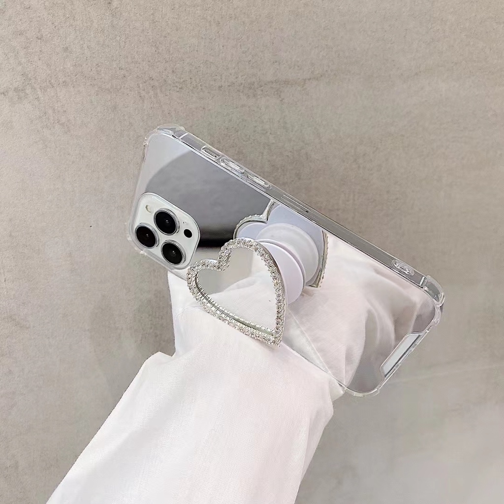 Ốp Điện Thoại Trái Tim 3d Kèm Gương Cho iphone 15promax 14pro 13 pro max 12 pro max 11 pro max xs max xr x 7 8 plus