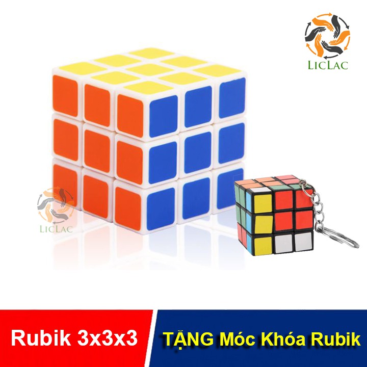 Rubik 3x3 viền trắng + TẶNG móc khóa rubik - Đồ chơi Rubik 3 tầng Khối Lập Phương Rubik - LICLAC