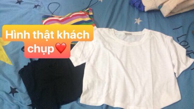 (Có hình thật) ÁO CROPTOP TRƠN CỔ TRÒN 2 MÀU | BigBuy360 - bigbuy360.vn